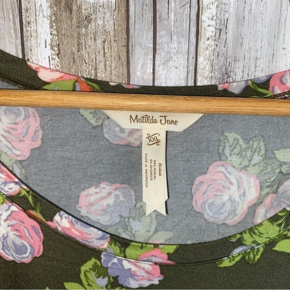 Matilda Jane Let’s Go Together Olive Floral Blouse - Picture 5 of 5